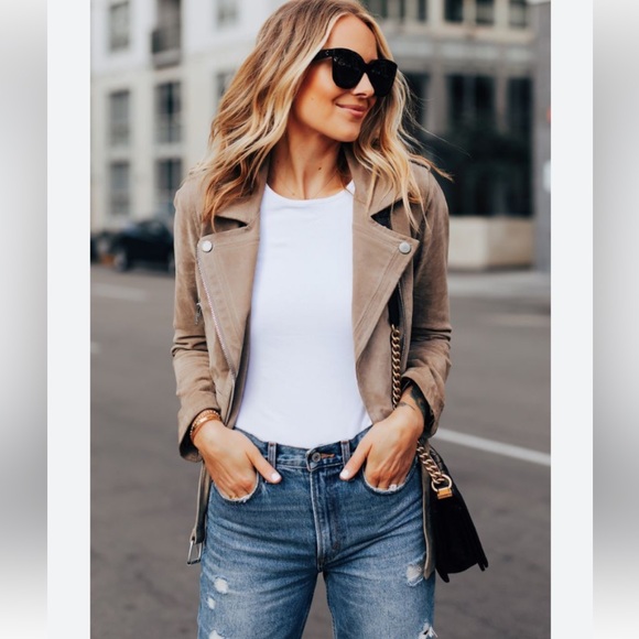 🤩Bebe Beige Faux Suede Jacket Zip detail - Picture 3 of 10